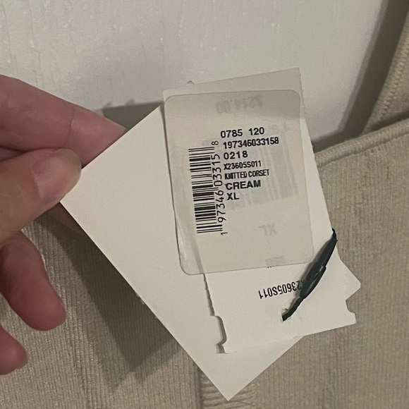 GUIZIO Danielle GUIZIO Cream Tan Knit Ribbed Button-Front Corset Top Zip Back XL - Picture 12 of 14